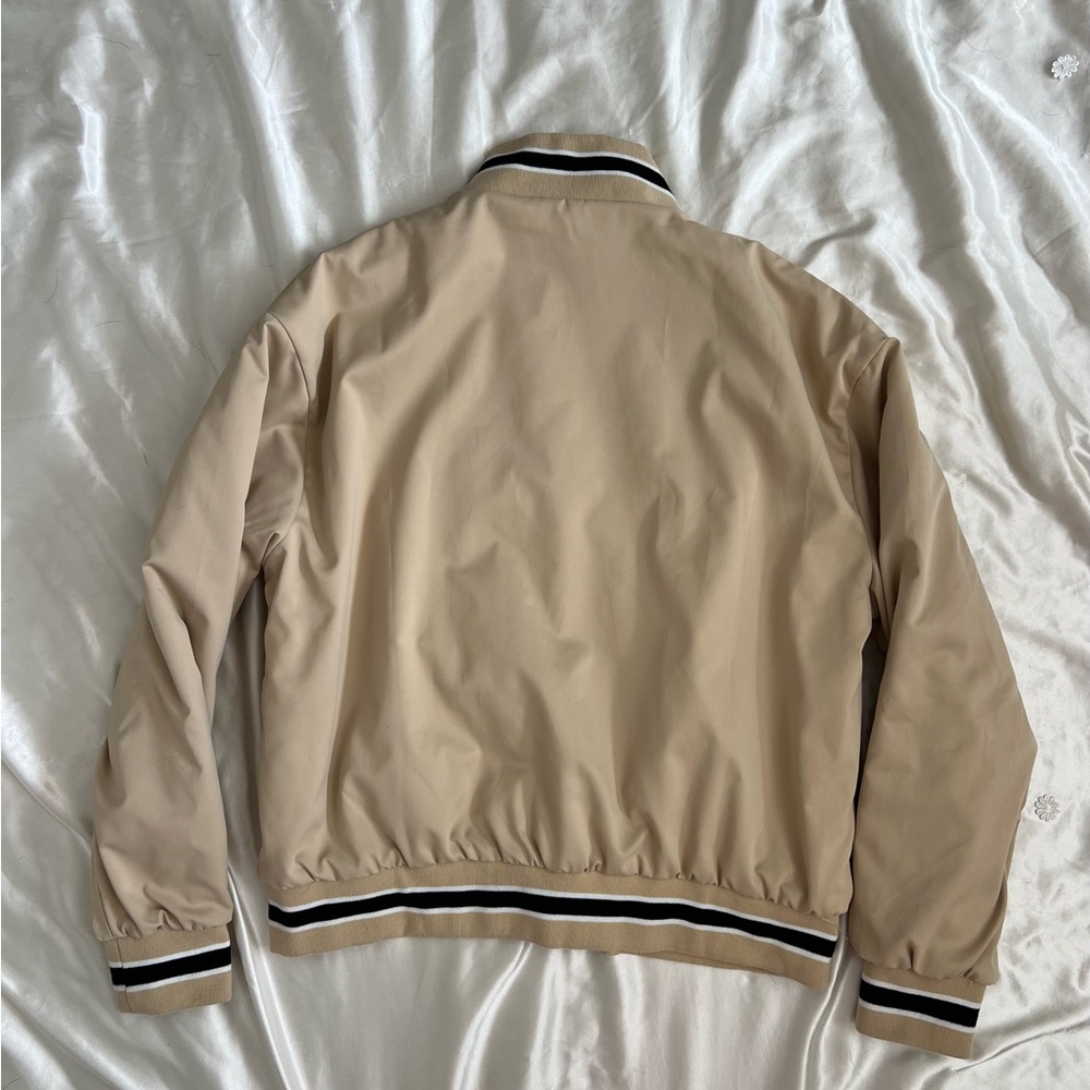 Edikted “Reckless” Beige Varsity Bomber Jacket - image 2